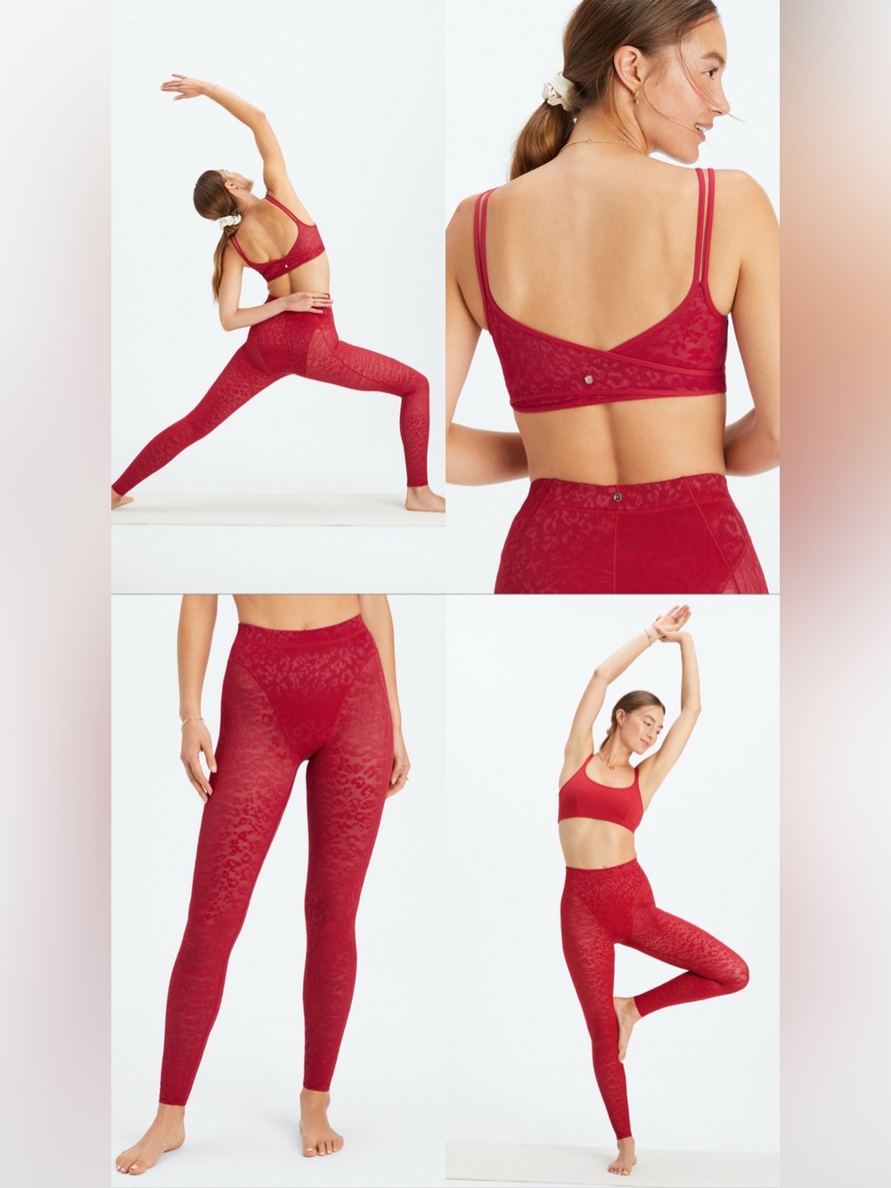Fabletics Red Seamless Sports Bra & High-Waist Leggings Set